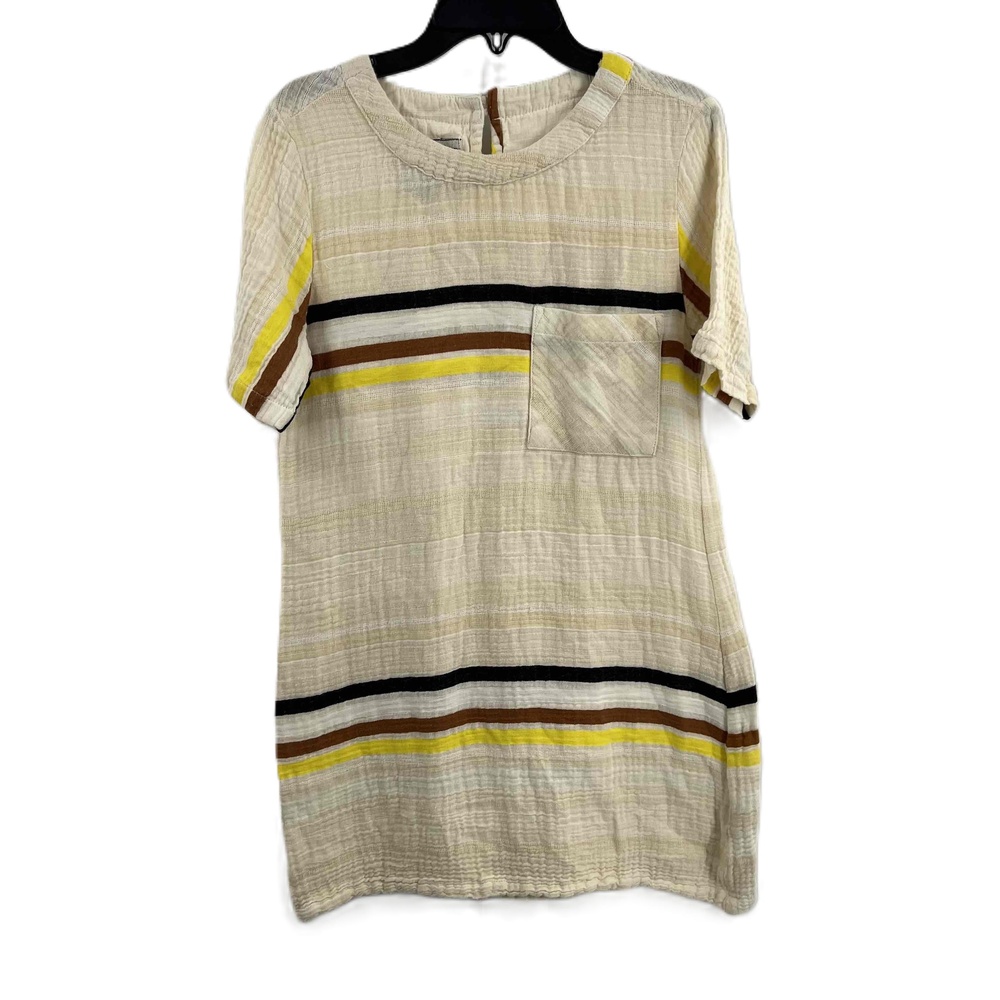 Ace & Jig Ivory Striped Lightweight Gauzy Cotton Mini Shirt Dress Casual XS